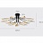 Серия потолочных светодиодных люстр с прозрачными листовидными плафонами с черными и латунными перегородками на лучевом каркасе VISUAL D золото фото 6